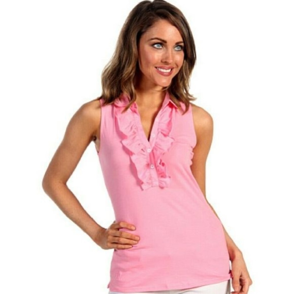 💝🎀Lilly Pulitzer Drew Top Hotty Pink Seersucker Knit